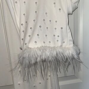 Wide leg Pearl Feather Trim Pants